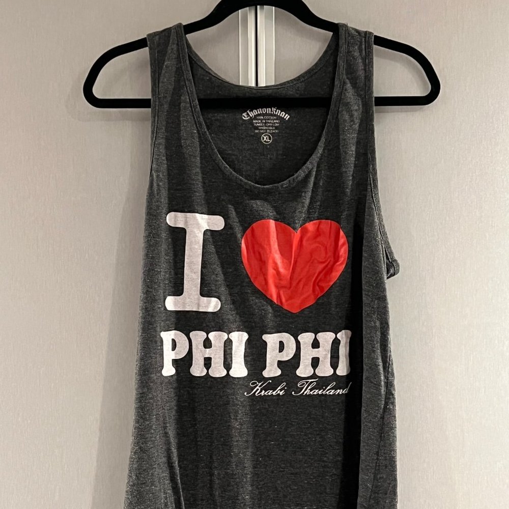 "I Heart Phi Phi" Black Tank Top. Thailand XL